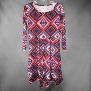 Purple Geometric "Fit & Flare" Dress
